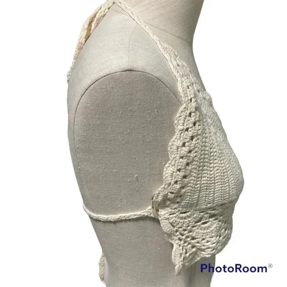 Crochet Knit Crop Top L/XL Beach - Picture 3 of 4